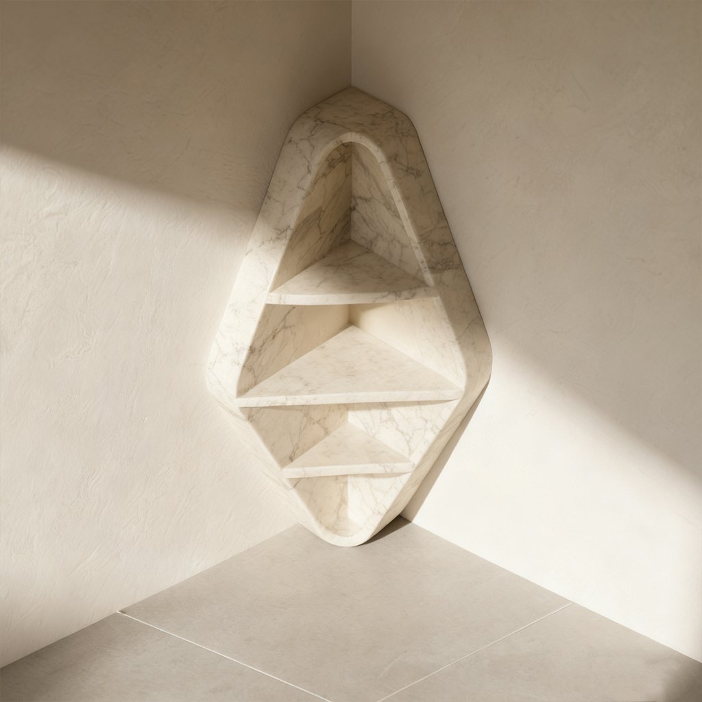 공간 절약형 코너 수납장 인테리어 예시