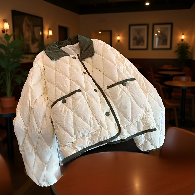 モデル着用韓国風ショートコットンジャケット