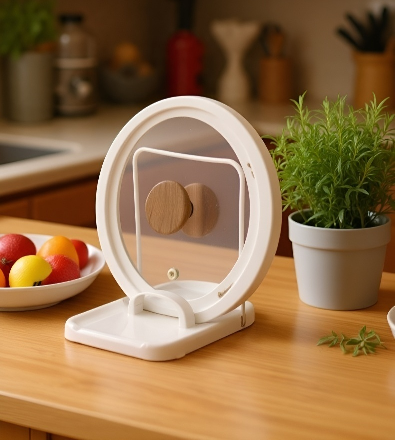 Space saving foldable storage rack for pot lids