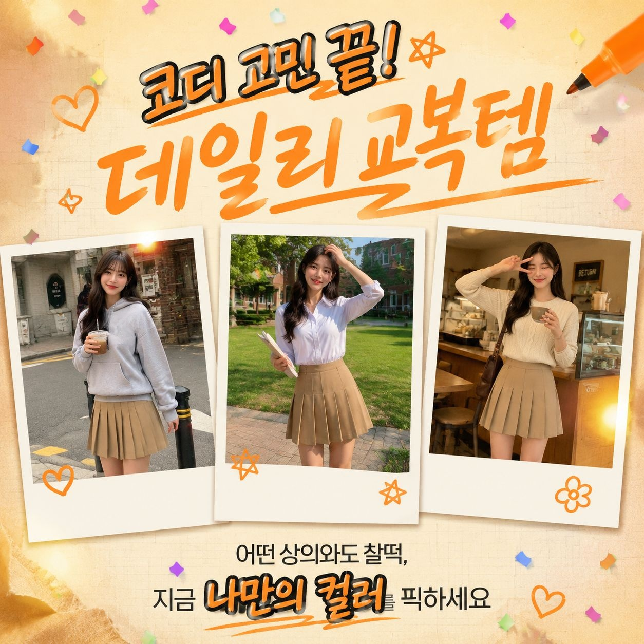 여학생 가을 JK 유니폼 플리츠 반바지