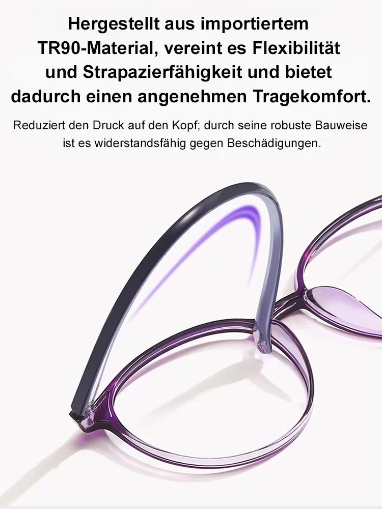Nahaufnahme des leichten Rahmens der Lesebrille