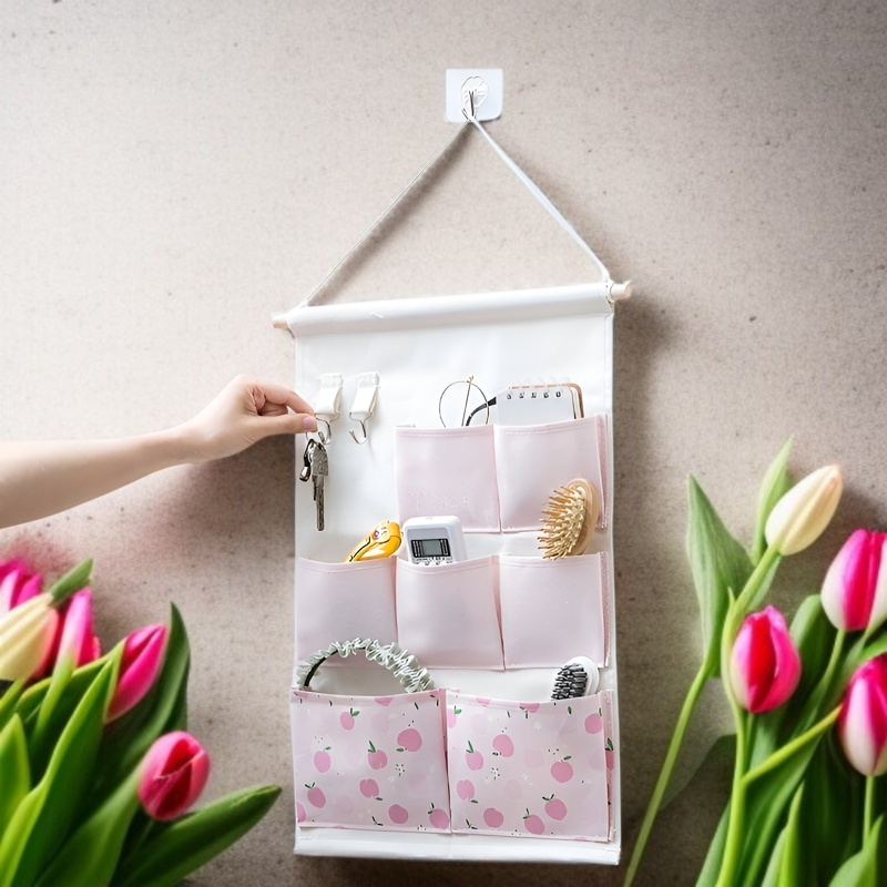 布製壁掛け収納バッグ ベッドサイドの壁 ドア掛け 携帯電話収納ポケット 寮の壁掛けアーティファクト