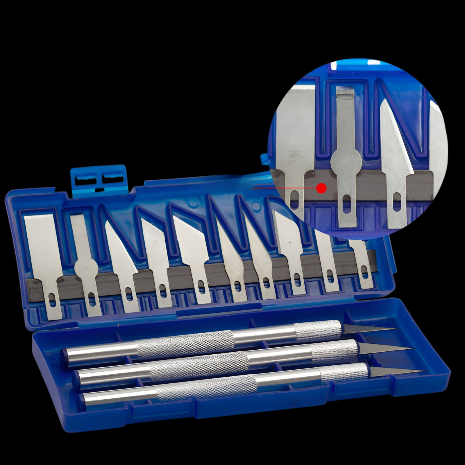 Carving knife set with multiple blade shapes for versatility