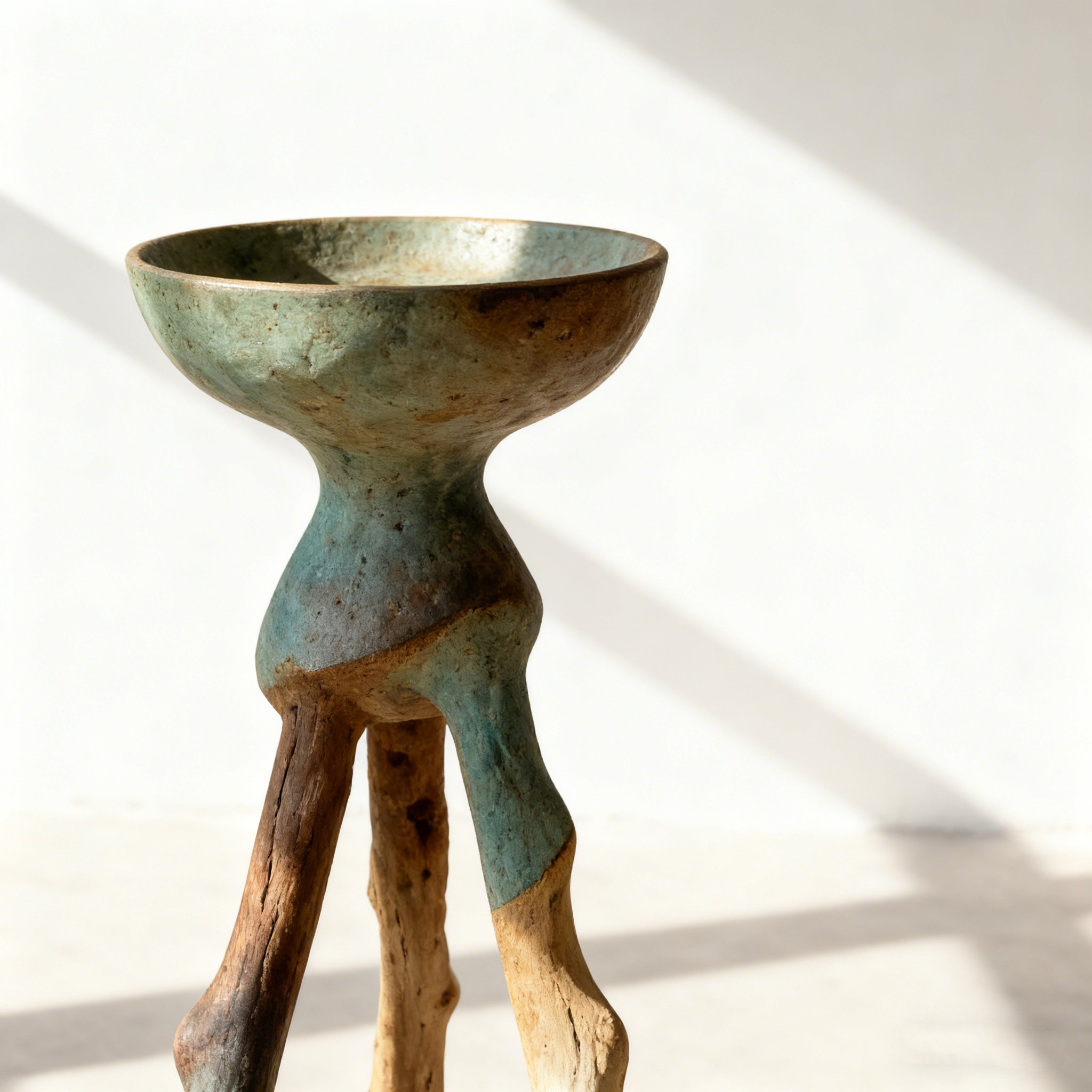 거실에 배치된 삼각형 식물 선반