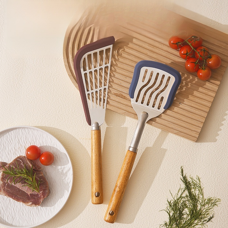 Solid Wood Handle Silicone Spatula for Non-stick Pans