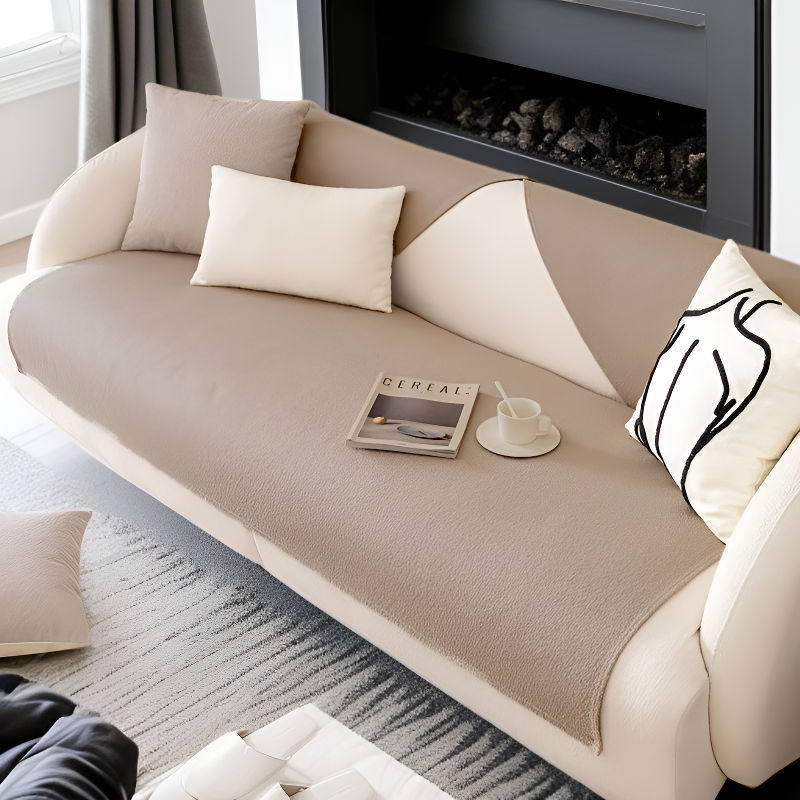 Antypoślizgowa poduszka na sofę, całoroczna, z tkaniny kremowej