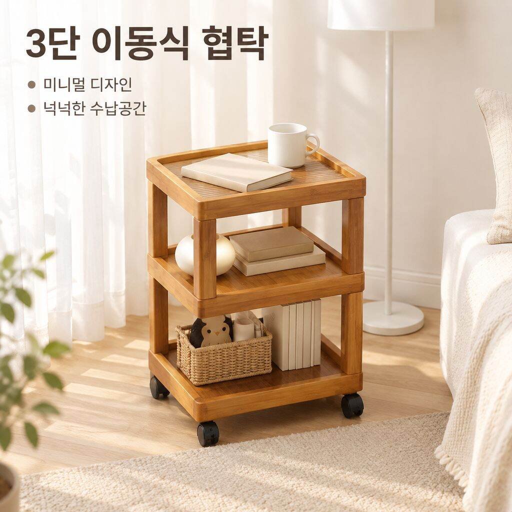 다기능 이동식 침대 옆 수납장