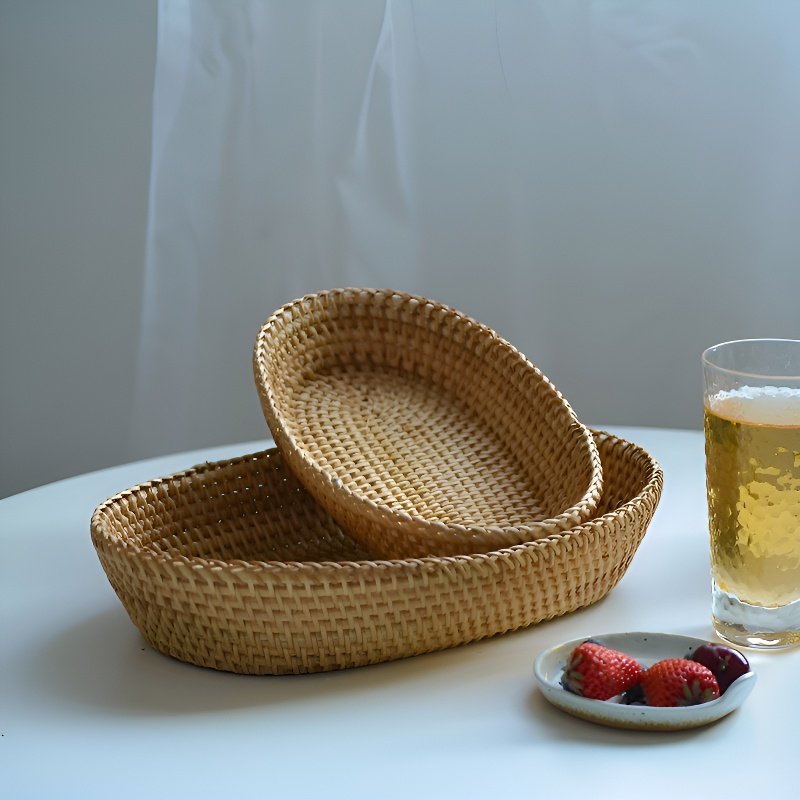 Nordic Woven Wooden and Rattan Fruit Basket