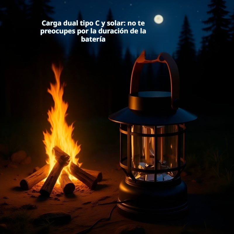 Lámpara vintage de caballo ambiente para camping, recargable y solar