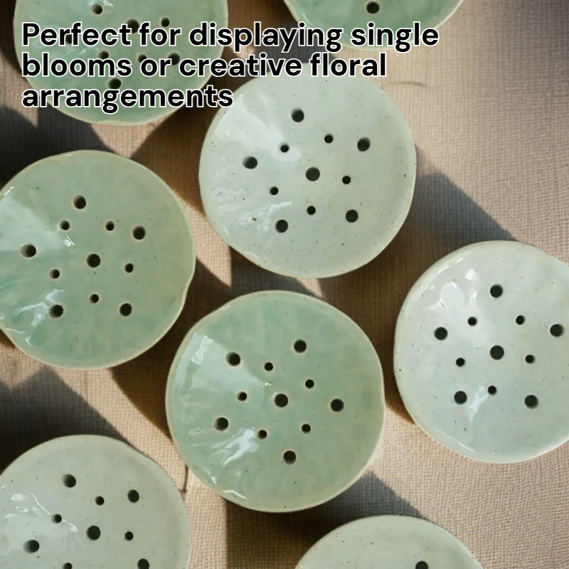 Handmade Ceramic Lotus Leaf Incense Vase, Oriental Ikebana Flower Vessel