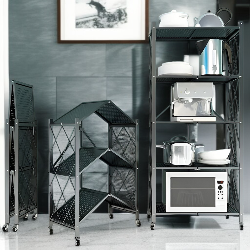 원터치 설치 이동식 폴딩선반 4단5단 베란다 주방 정리 선반