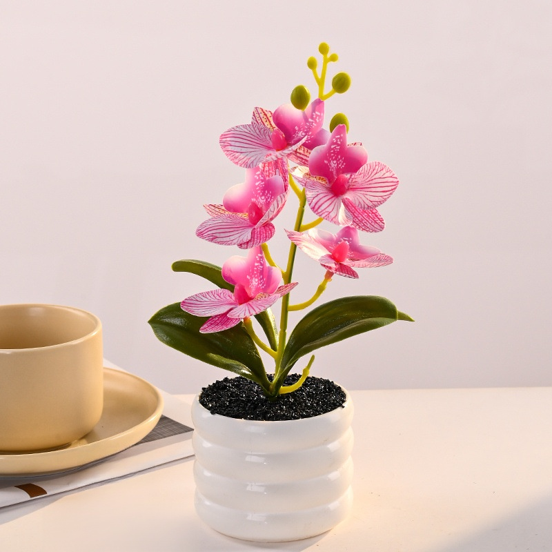 Arreglo de orquídea artificial en maceta