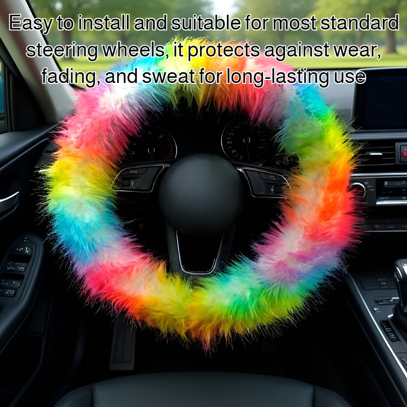 Colorful steering wheel cover on car interior