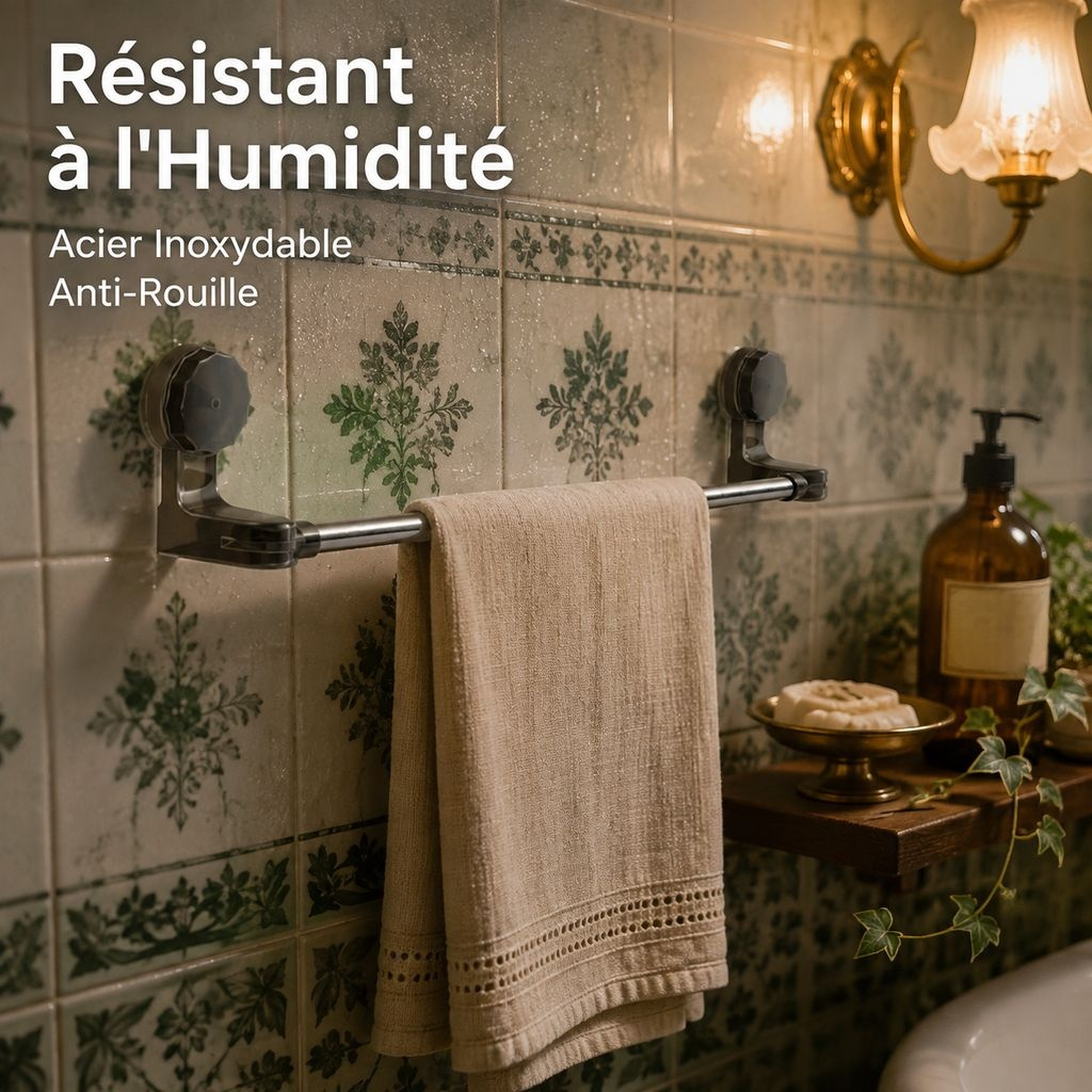 Porte-serviettes à ventouse sans perçage pour salle de bain