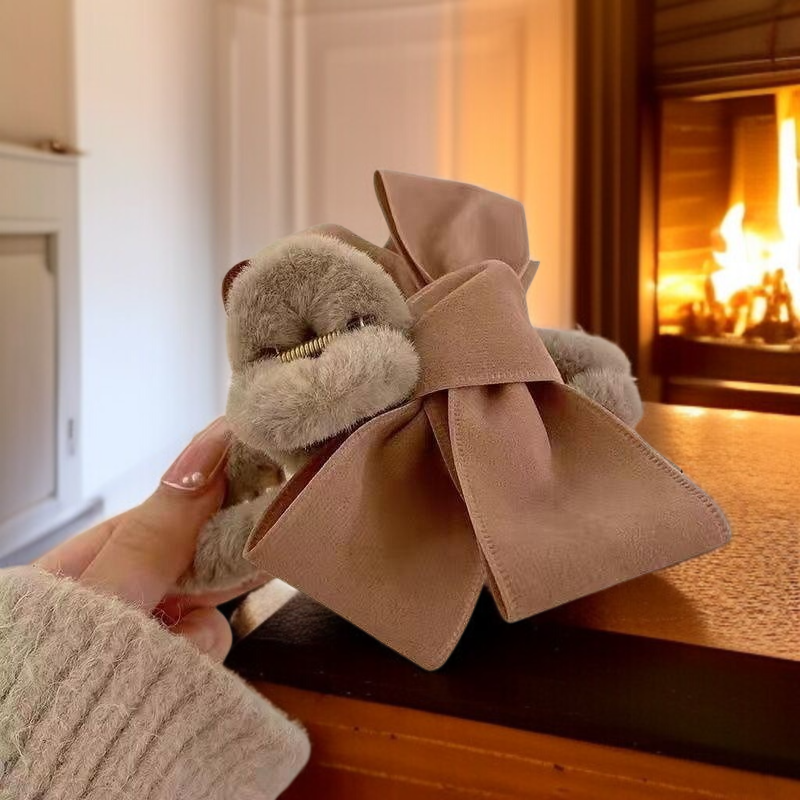 Chic plush bow clip for girls and women