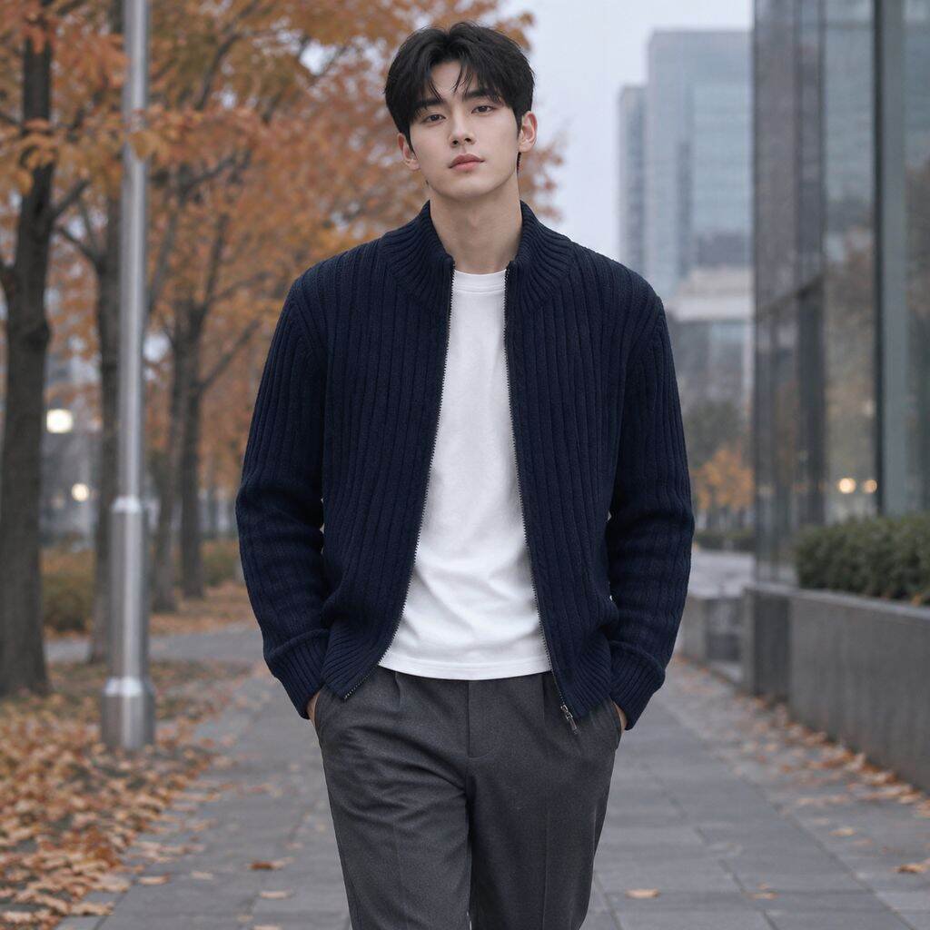 Herren Strick-Cardigan mit Streifen für Herbst/Winter