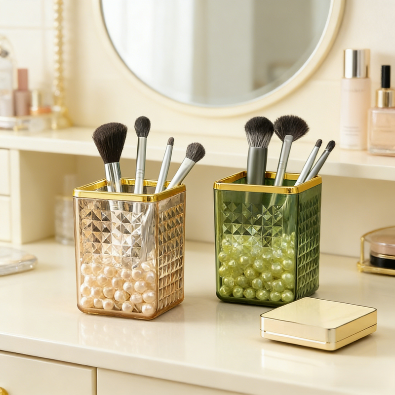 透明化妝刷收納盒梳妝台輕奢口紅眉筆筒