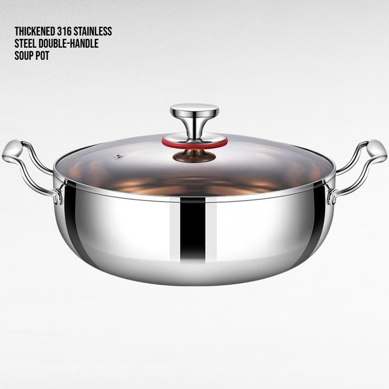 Thickened 316 Stainless Steel Double-Handle Soup Pot