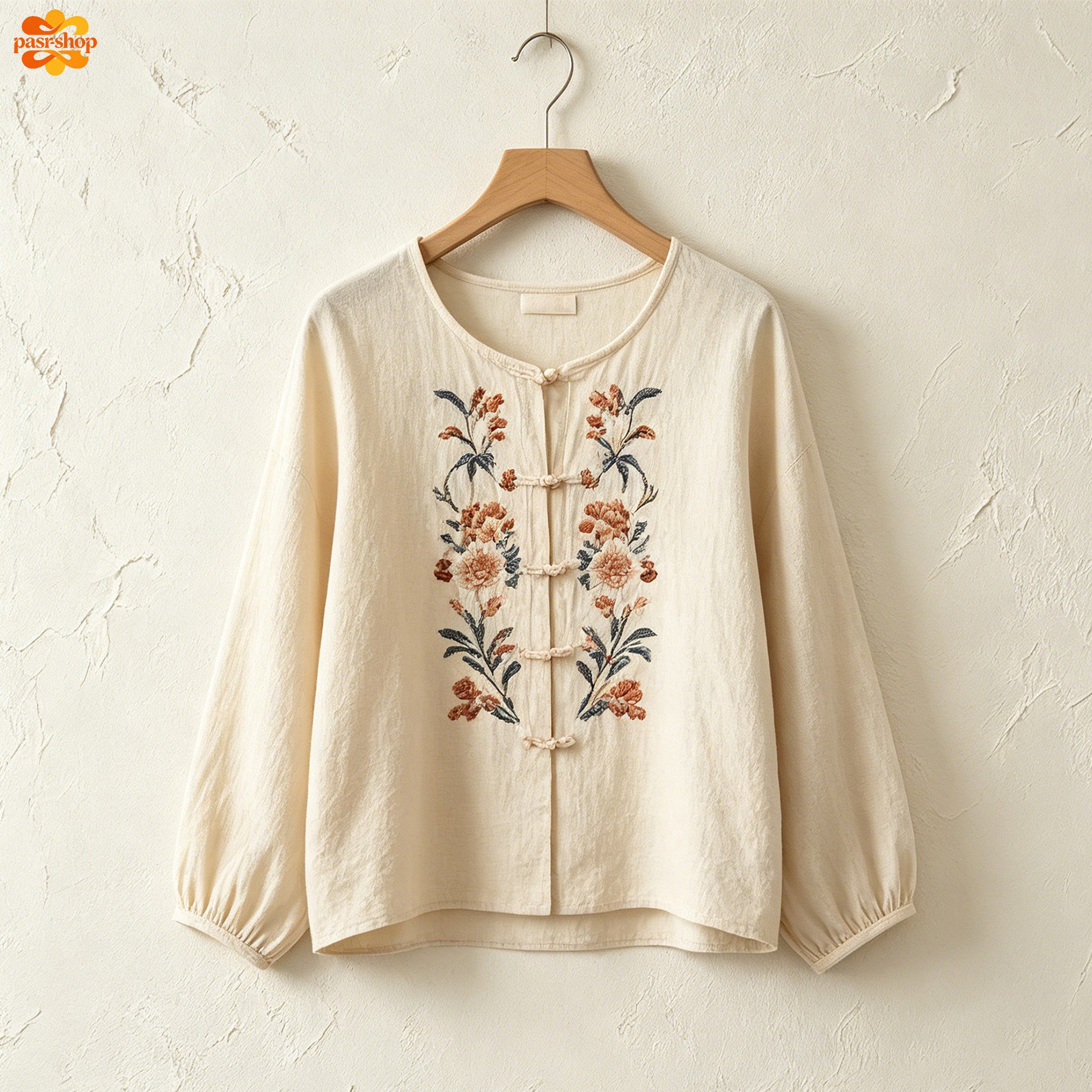 米白刺繡短上衣