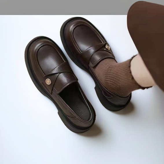 여성 로퍼, 패셔너블 싱글 슈즈, 영국 스타일, 플랫폼 슬립온 가죽 슈즈