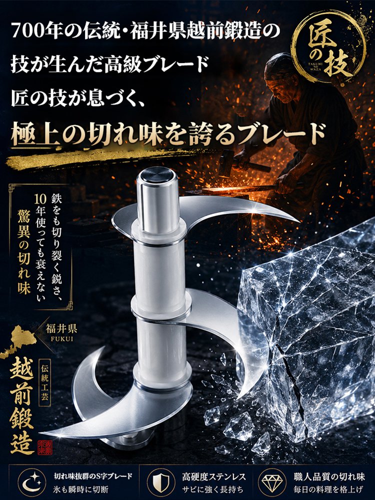 コードレスで持ち運び便利な軽量ミニフードプロセッサー