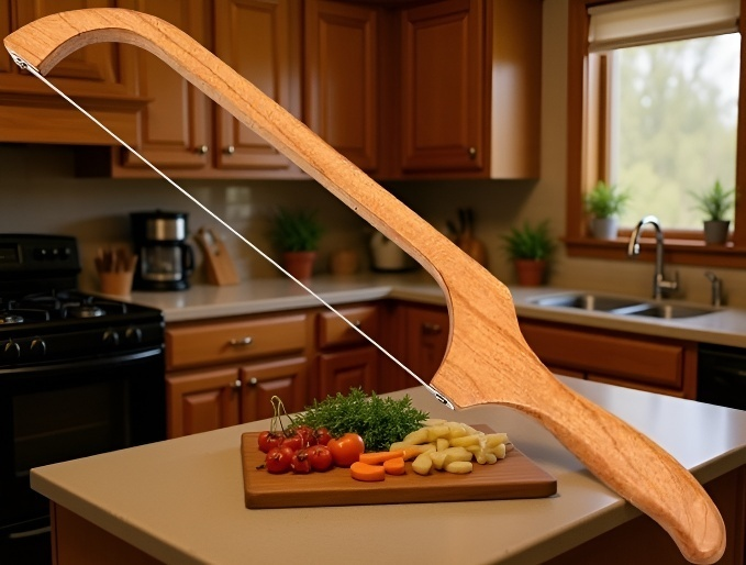 Natural wood bread knife for artisan loaves