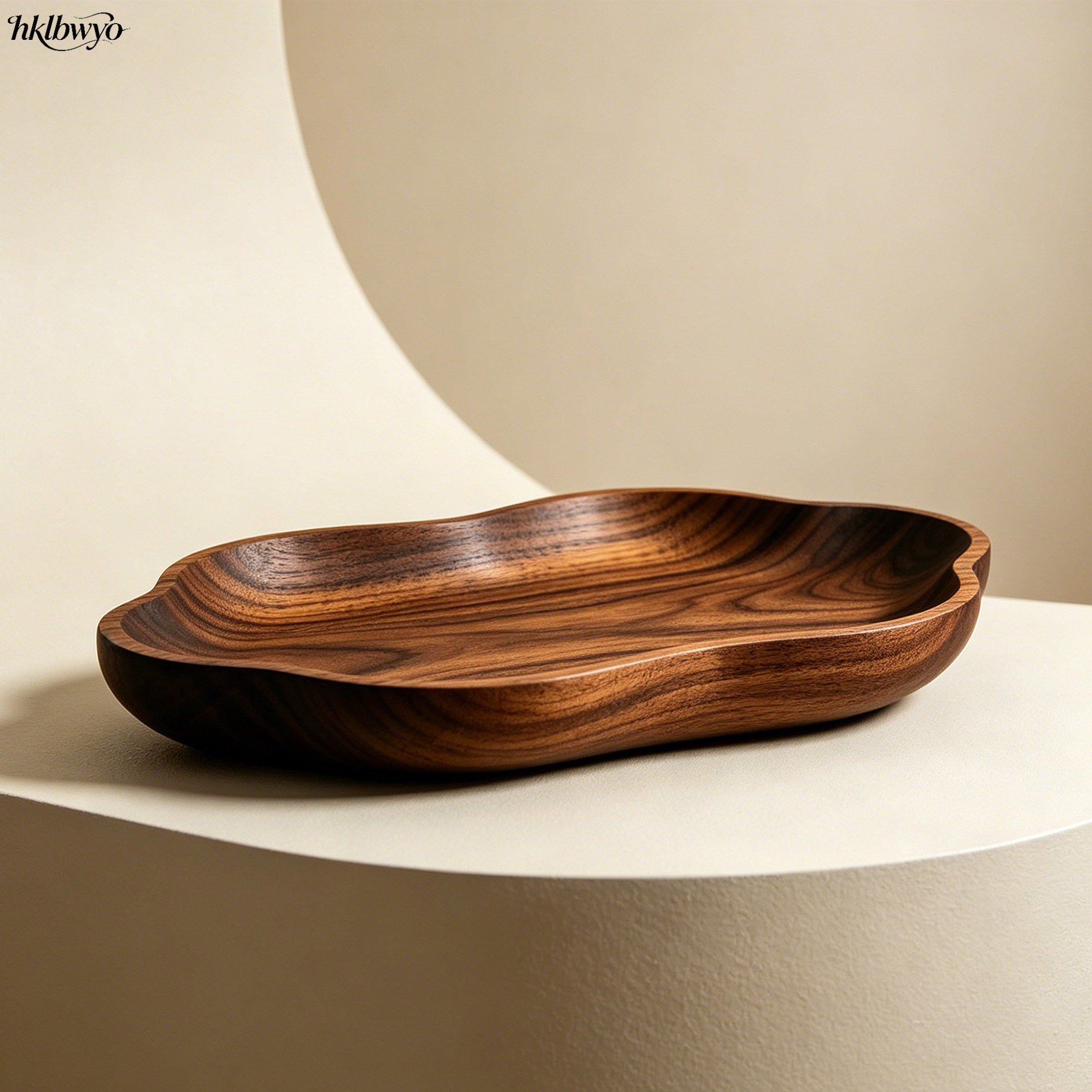Walnut wood irregularly shaped trays (3 pieces)
