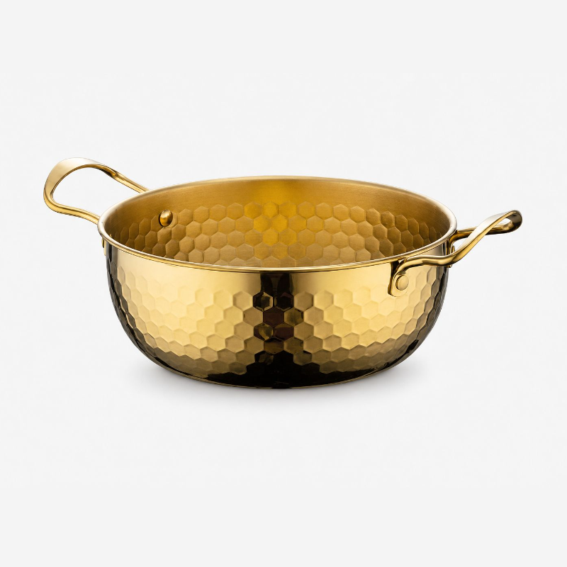 multifunction Soup pot frying pan Induction cooker Durable Gold Hammered on both ears Golden Noodle 