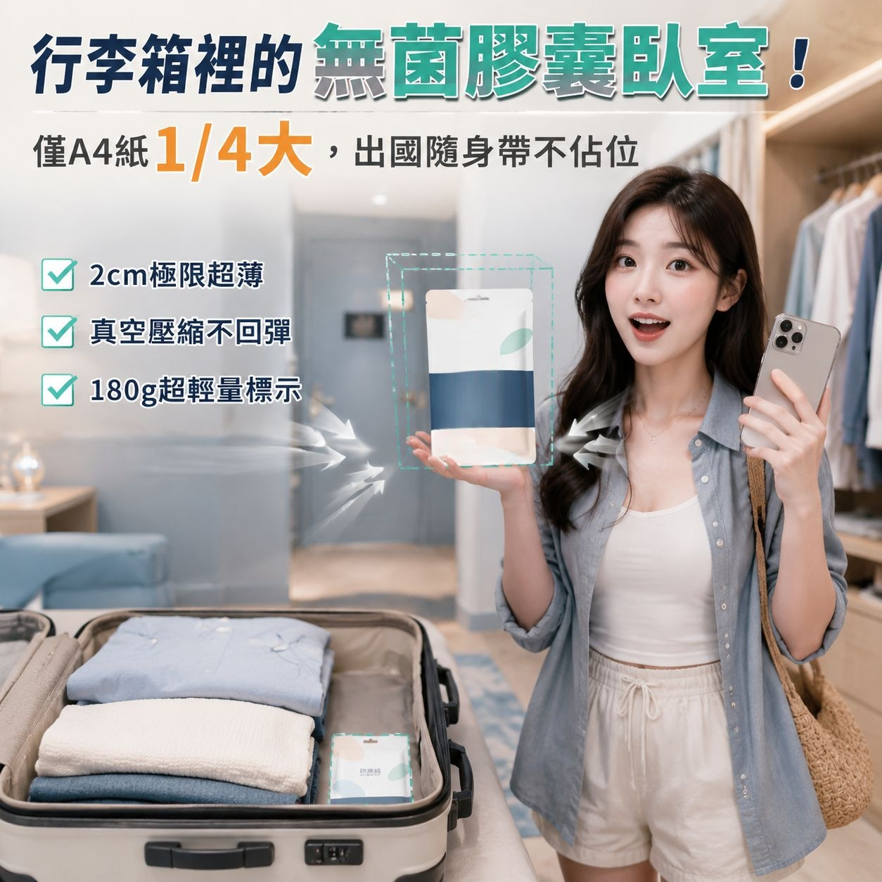 便攜式一次性床單被罩套裝（四件套）