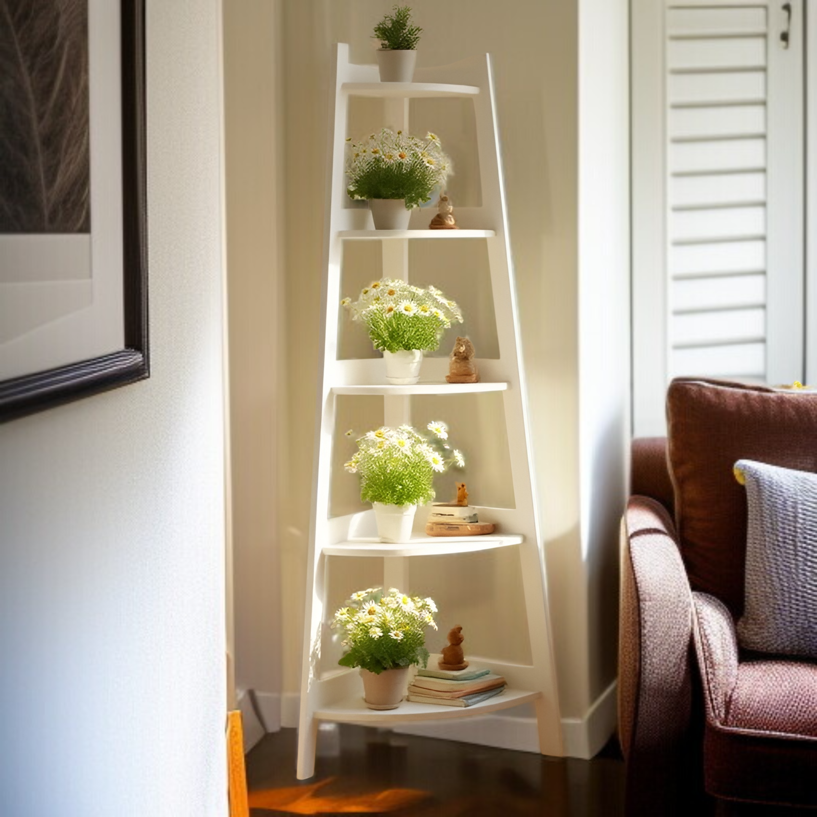 Estante multifuncional para flores, organizador de plantas de estilo nórdico para balcón