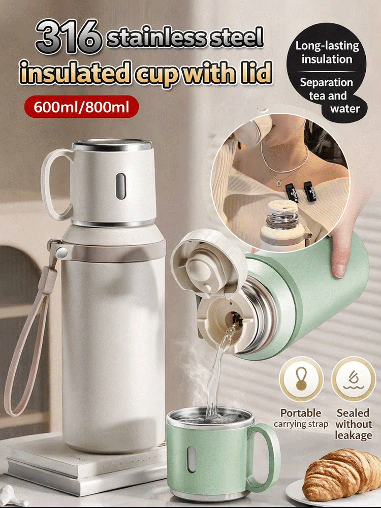 Tea Separation Long-lasting Insulation 316 Stainless Steel Bowl Lid Thermos Cup