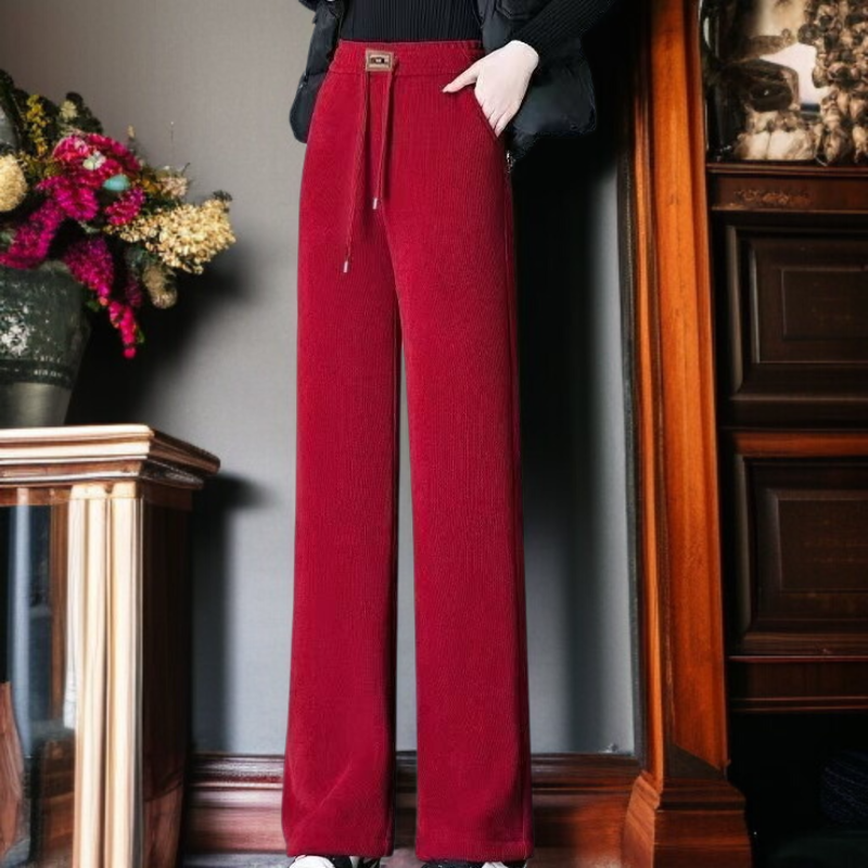 빅 사이즈 겨울 쉐닐 코듀로이 와이드 팬츠 여 기모 도톰 슬림 캐주얼 팬츠