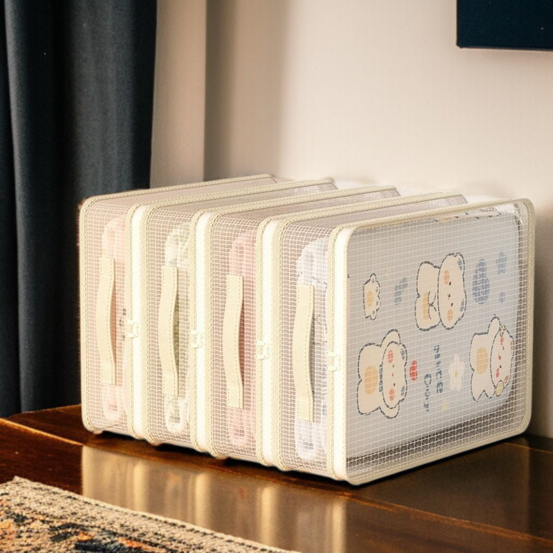 간절기 수납 가방 4종 세트 곰팡이 방지 의류 정리 가방 면 이불 수납 가방 칸막이 망사 옷장 수납 가방