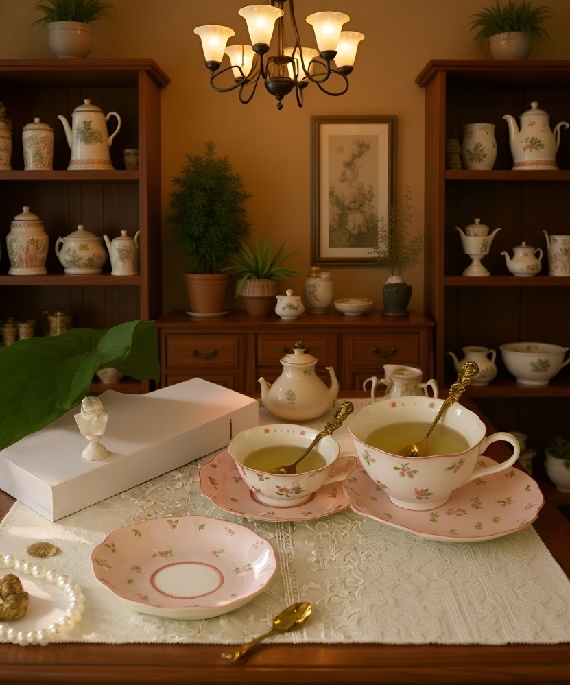 陶器製コーヒーカップとソーサーのセット画像