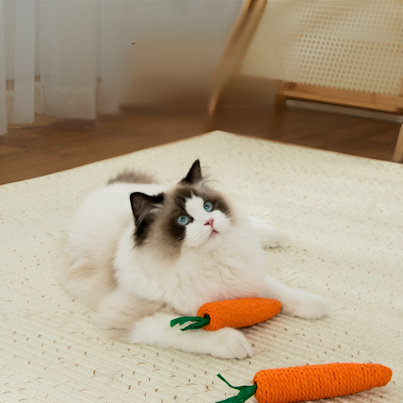 新しい猫のおもちゃかわいいニンジンは声を出して猫の棒を笑わせることができます