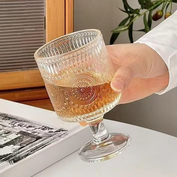 Vintage Sunflower Stemmed Glass