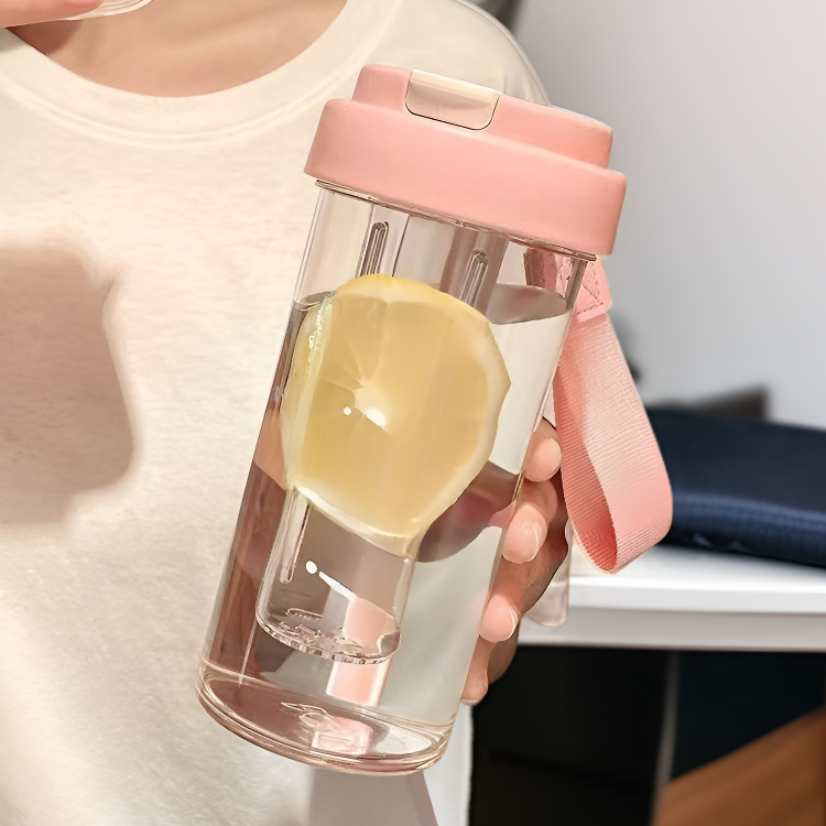 Student Large Capacity Plastic Water Cup with Straw