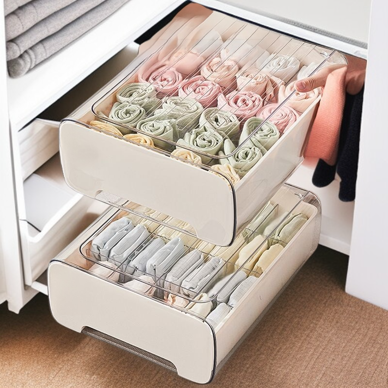 방진 방습 속옷 수납함 분류 서랍형 칸막이 학생 기숙사 정리함 크림 양말 수납함