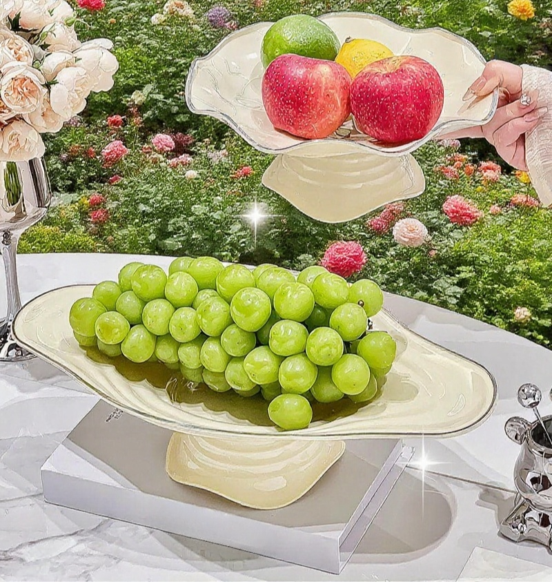 質感奶油色果盤作為家居擺飾