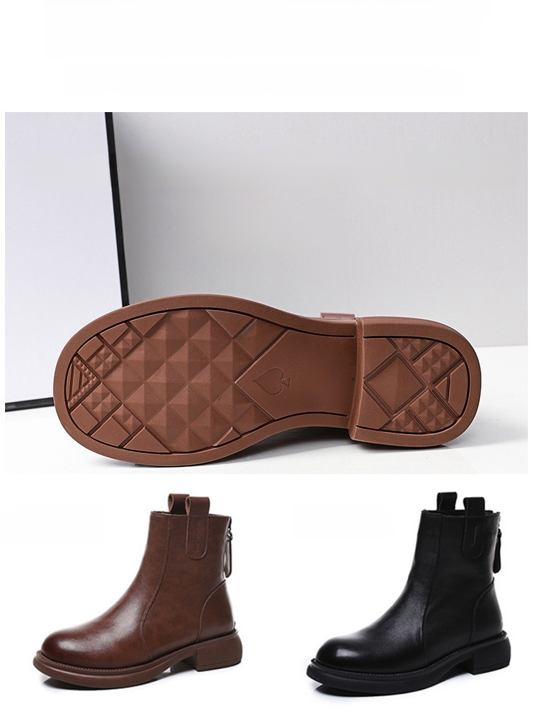 정품 가죽 짧은 부츠