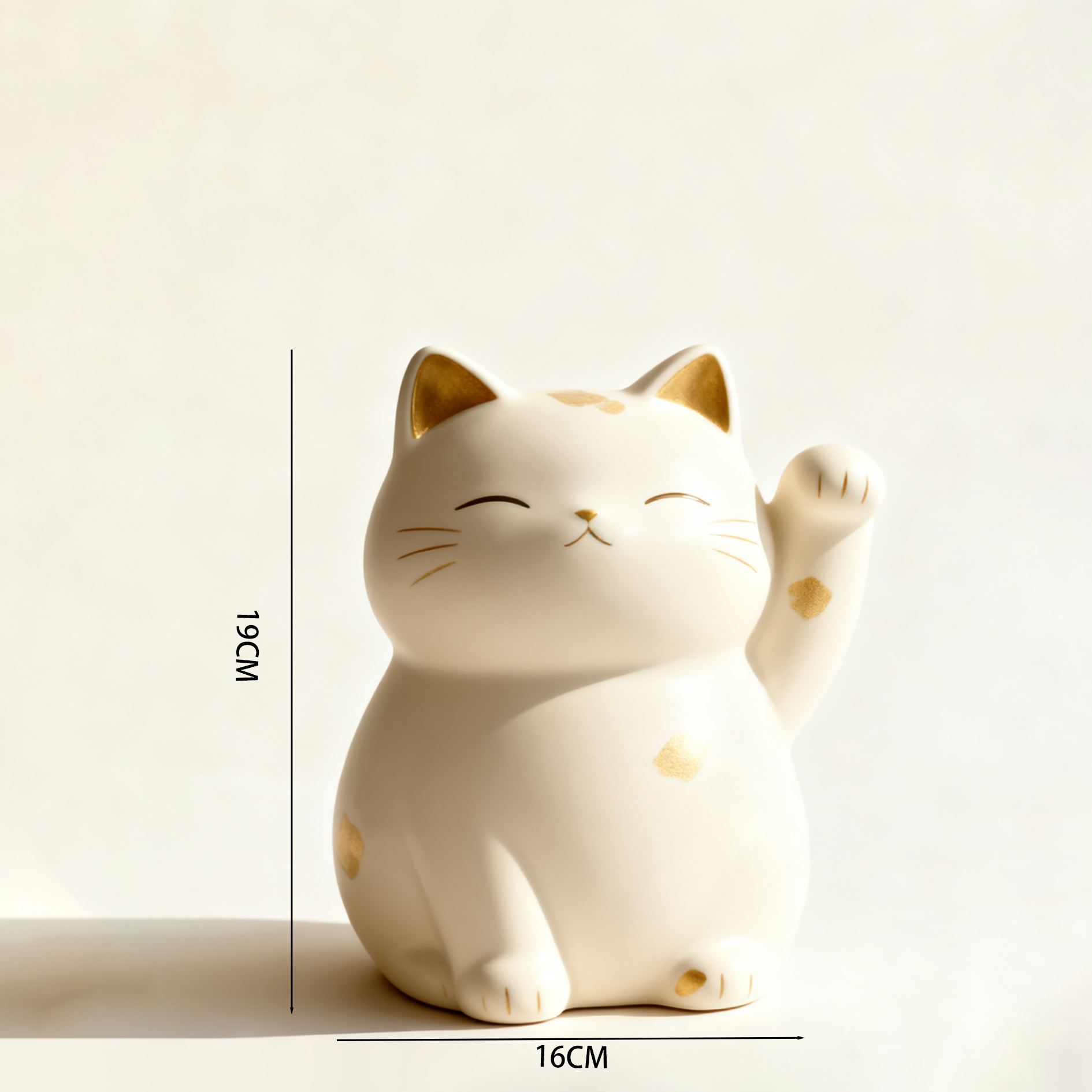 幸運を呼ぶ招き猫置物のアップ画像