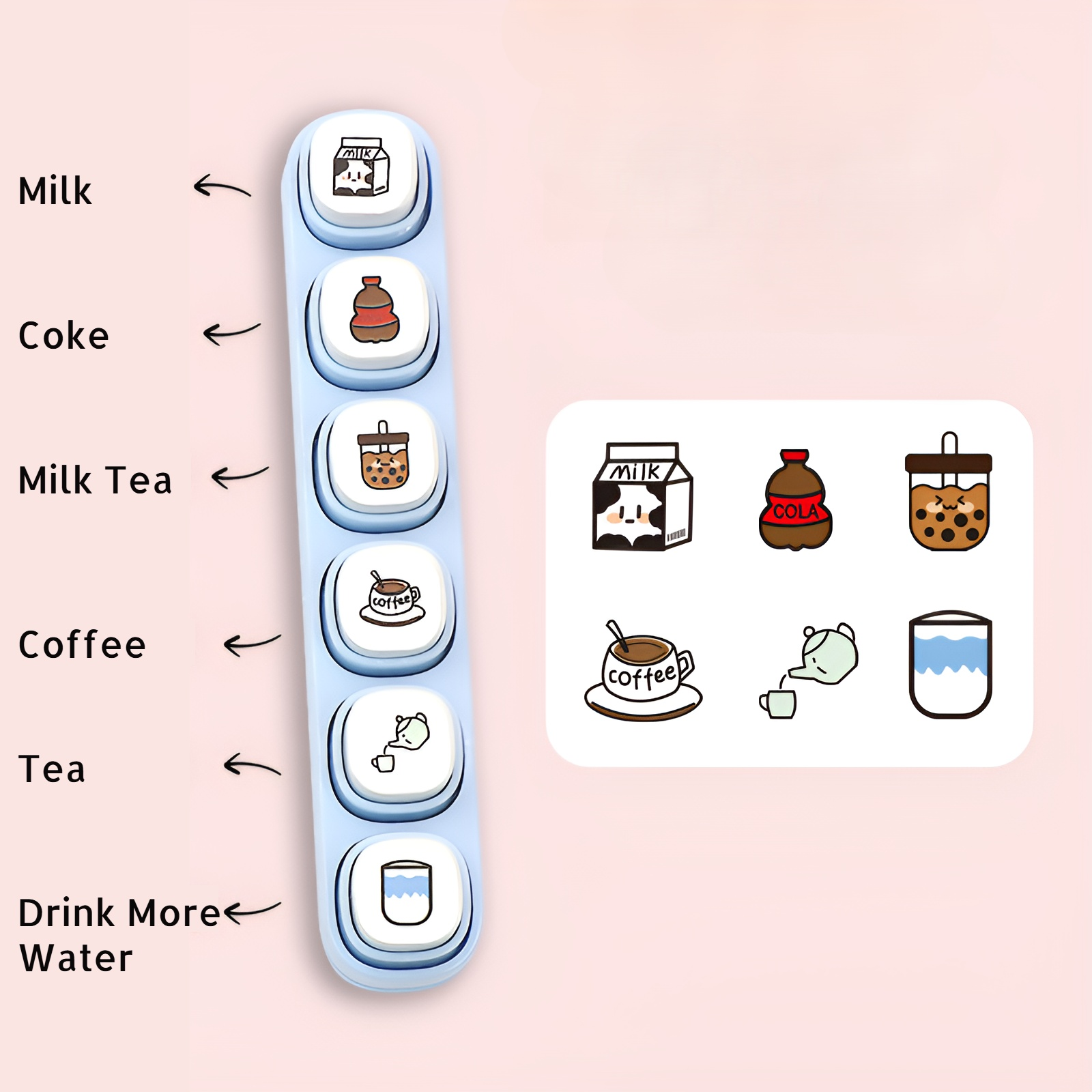 Keyboard six-link stamp punch card cute engraved handbook decorative stamp mini press 6-link stamp D