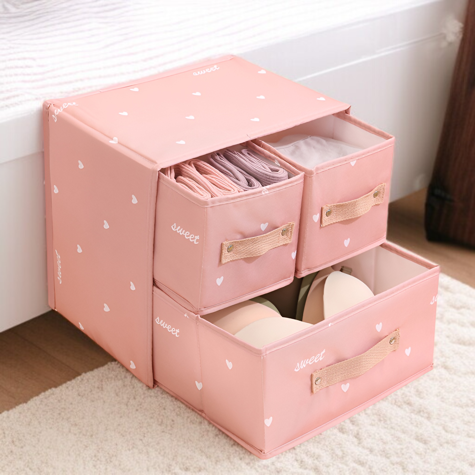 新しい引き出し式衣類収納ボックス収納家庭用バスケットボックス収納ボックス布製ワードローブ収納ボックス衣類大型ボックス