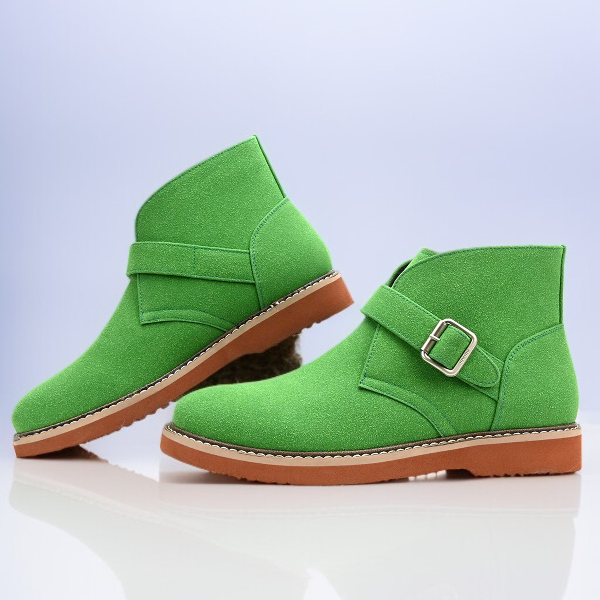 メンズメタルバックルレトロローヒールブーツ