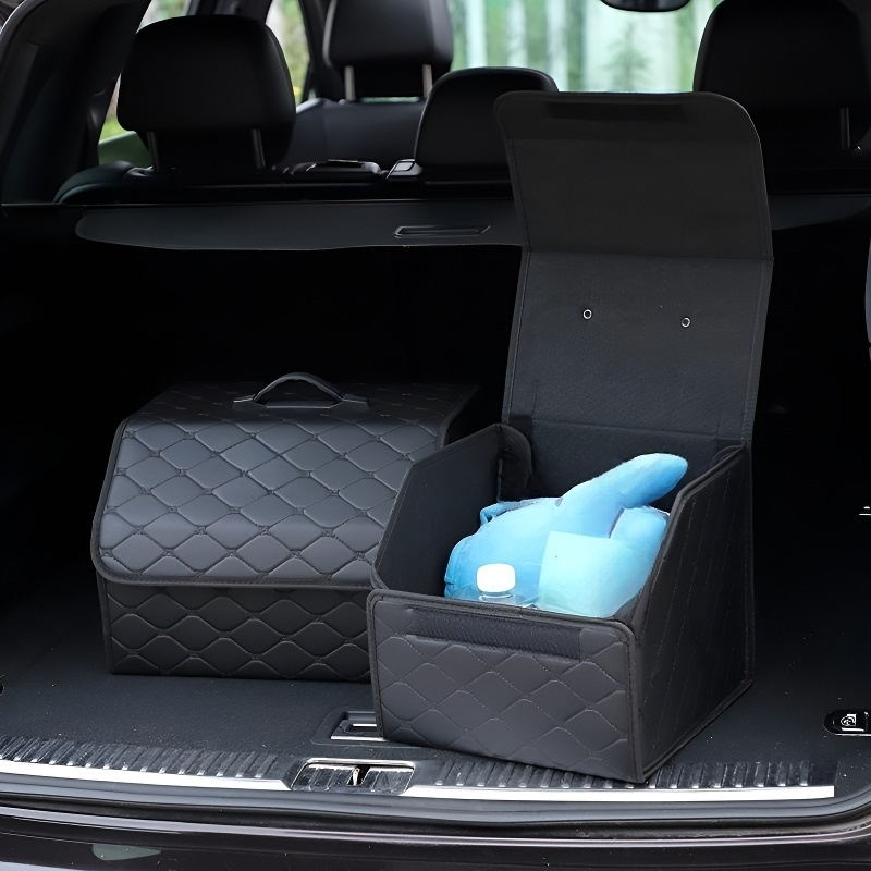 Caja organizadora plegable de cuero con oso para interior de coche