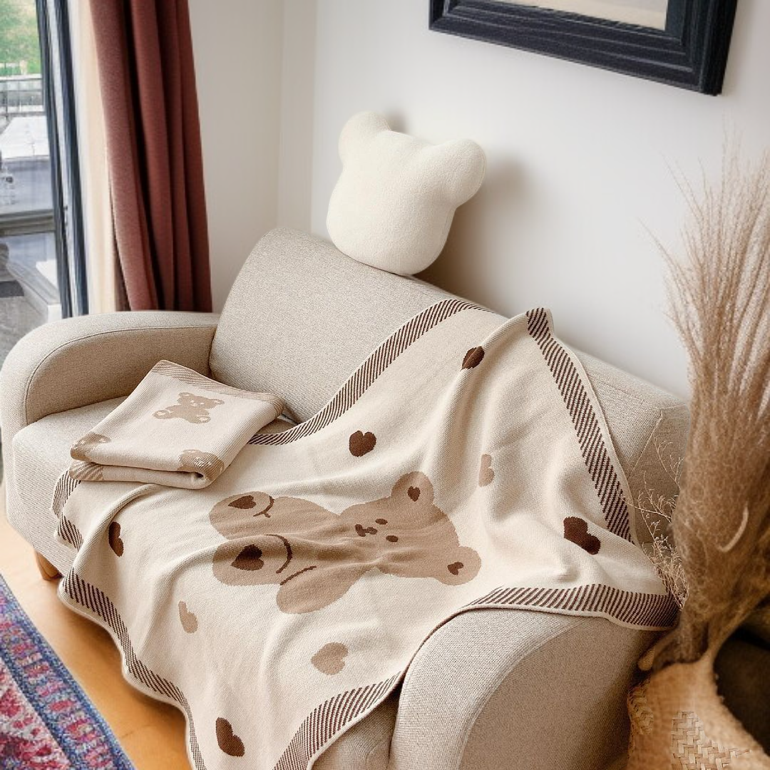 嬰兒推車搭配針織棉蓋毯