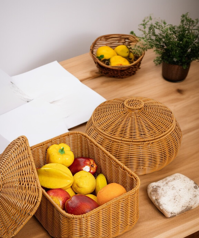 Imitation rattan jar used for bathroom storage