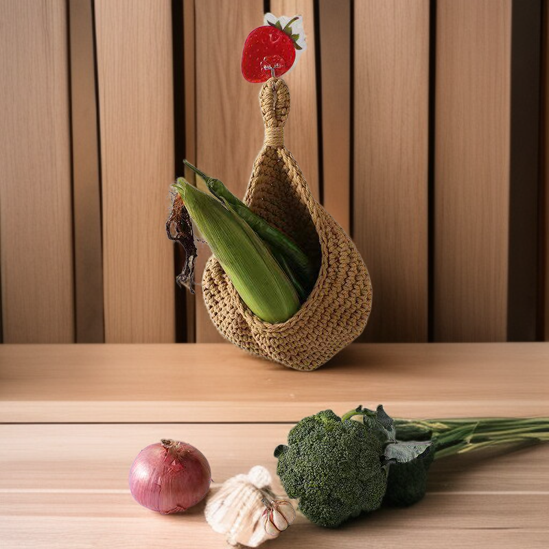 キッチン収納にも便利なかぎ針編みバスケット