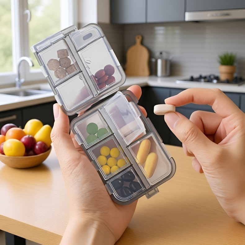 旅行や外出に便利な密閉式薬ケース