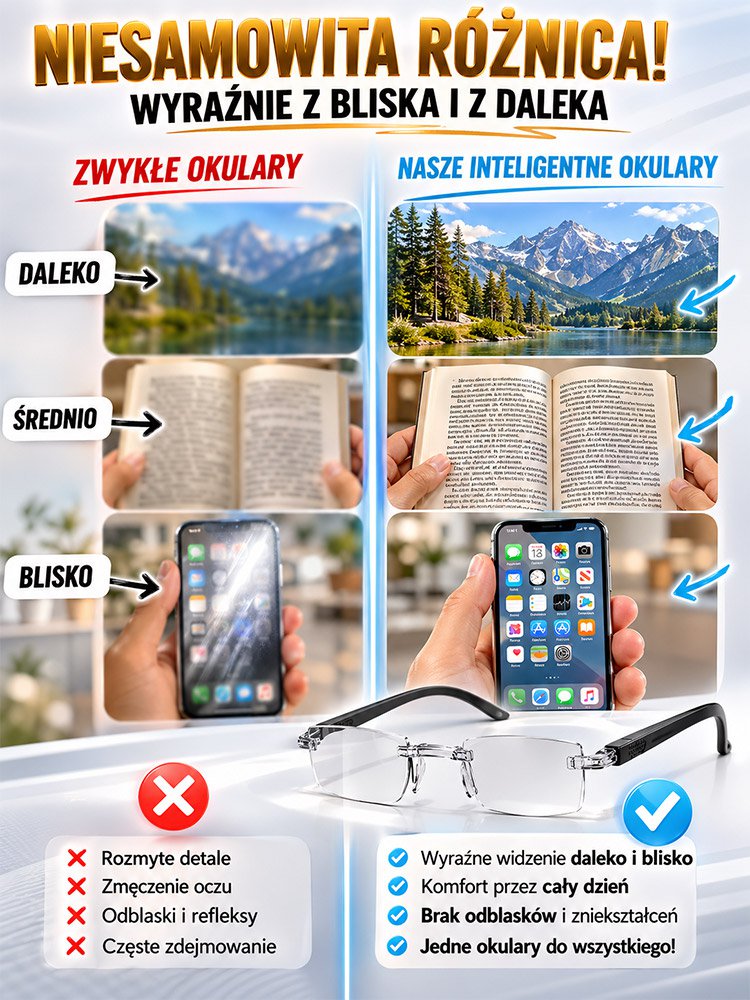 Wielofunkcyjne fotochromowe okulary do czytania z filtrem światła niebieskiego